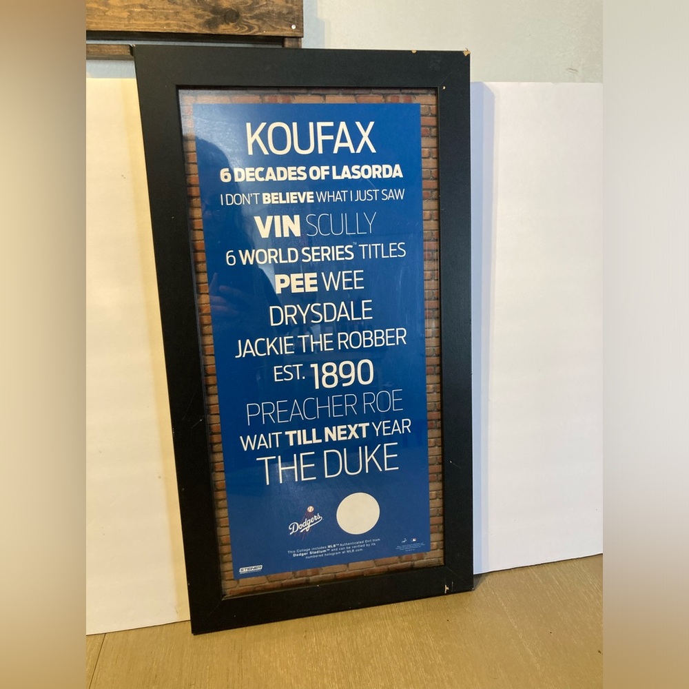 Vintage Los Angeles Dodgers Framed Poster Of Authenticated From Steiner